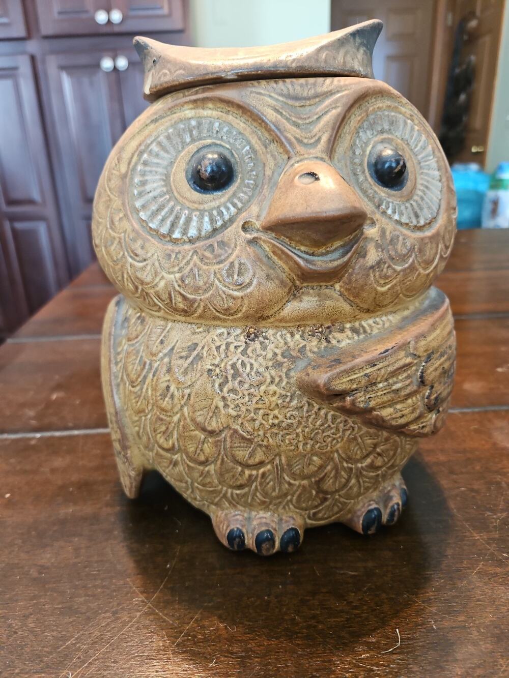10" Vintage McCoy Brown Owl Cookie Jar #204 Woodsy Owl USA ~